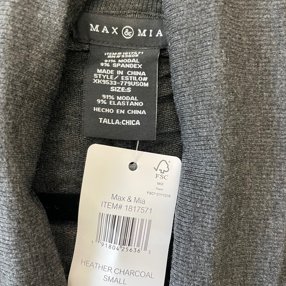 Max & Mia Heather Charcoal Drape Front Cardigan Small NWT Soft Modal Blend‎ - Picture 2 of 9